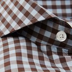 Button-Up Dress Shirt // Brown + Blue Gingham (Tailored 14.5 32-33 Sleeve)