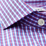 Button-Up Dress Shirt // Red + Blue Check (Tailored 15 Neck, 32-33 Sleeve)