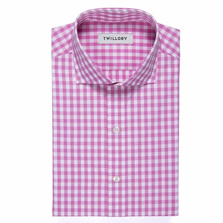 Button-Up Dress Shirt // Pink Gingham (Tailored 15 Neck, 32-33 Sleeve)