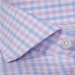 Button-Up Dress Shirt // Pink + Blue Tattersall (Traditional 15 Neck, 32-33 Sleeve)