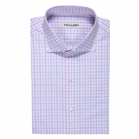 Button-Up Dress Shirt // Pink + Blue Tattersall (Traditional 15 Neck, 32-33 Sleeve)