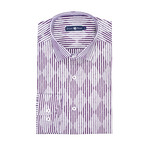 Argyle Striped Button Up Shirt // Purple + White (XL)