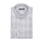 Argyle Striped Button Up Shirt // Grey + White (S)
