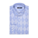 Argyle Striped Button Up Shirt // Blue + White (3XL)
