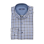 Check Button Up Oxford Shirt // Blue + Navy + White (L)