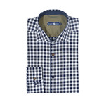 Check Button Up Oxford Shirt // Brown + Navy + White (XS)