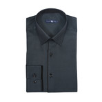 Solid Textured Button Up Shirt // Teal (XL)