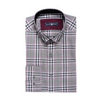 Plaid Button Up Shirt // Magenta + Black + White (XL)