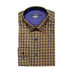 Check Button Up Shirt // Yellow + Navy (M)