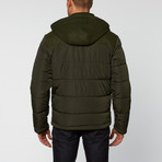 Henry Mixed Media Jacket // Deep Olive (S)