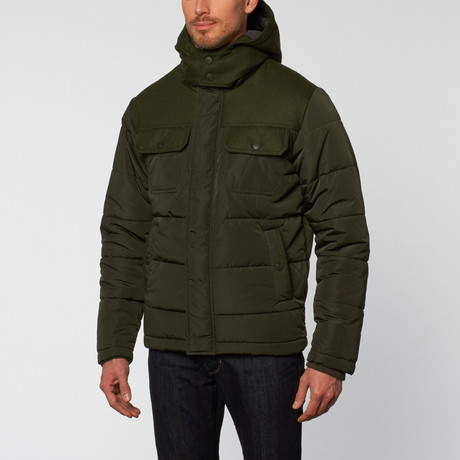 Henry Mixed Media Jacket // Deep Olive (S)