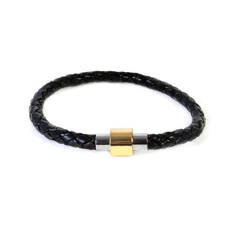 Two Toned Leather Magnet Clasp Bracelet