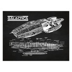 Battlestar Galactica Spaceship (24"W x 18"H // Blue Grid)