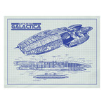 Battlestar Galactica Spaceship (24"W x 18"H // Blue Grid)