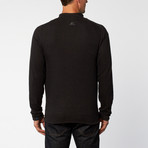 Reversible Rib Mock Zip // Black & Charcoal (XL)