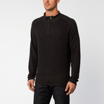 Reversible Rib Mock Zip // Black & Charcoal (M)