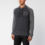 Fine Stripes Semi Fit Hoodie // Navy (L)