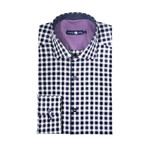 Check Button Up Oxford Shirt // Purple + Navy + White (L)