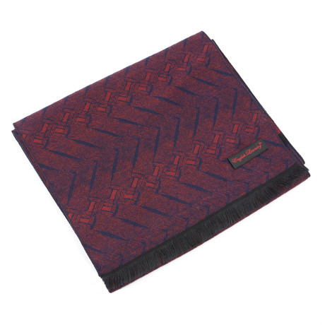 Brushed Silk Abstract Scarf // Burgundy