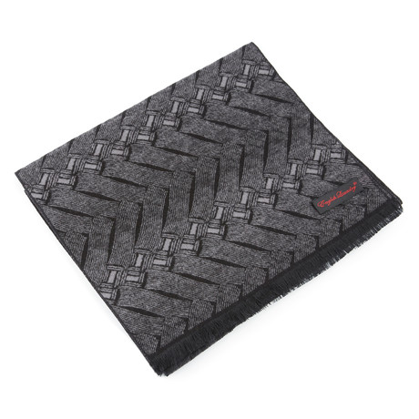 Brushed Silk Abstract Scarf // Black