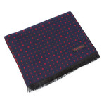 Brushed Silk Multi-Dot Scarf // Navy + Red