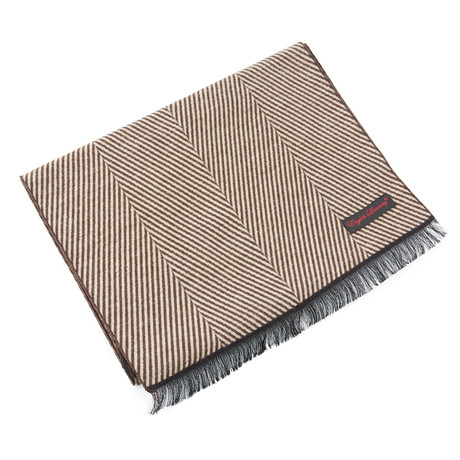 Brushed Silk Stripe Scarf // Tan