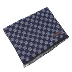 Brushed Silk Abstract Check Scarf // Navy