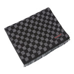 Brushed Silk Abstract Check Scarf // Black