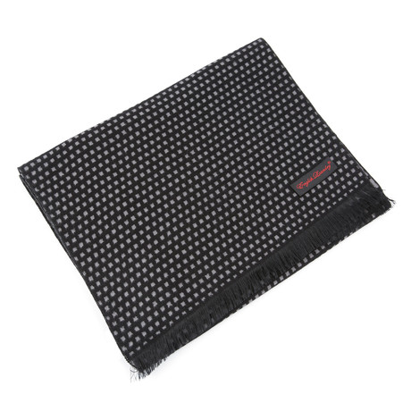 Brushed Silk Mini-Dot Scarf // Black