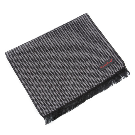 Brushed Silk Zig-Zag Scarf // Black