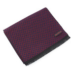 Brushed Silk Circles Scarf // Navy + Red