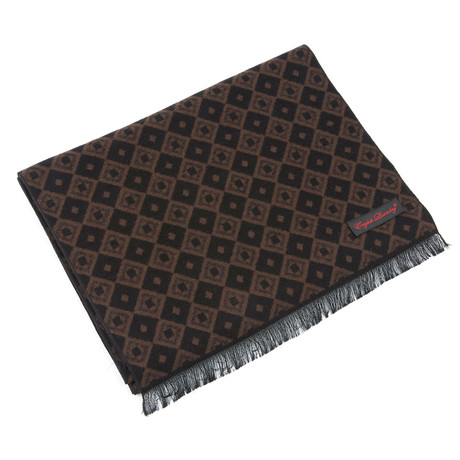 Brushed Silk Multi-Check Scarf // Brown