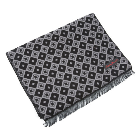 Brushed Silk Multi-Check Scarf // Black