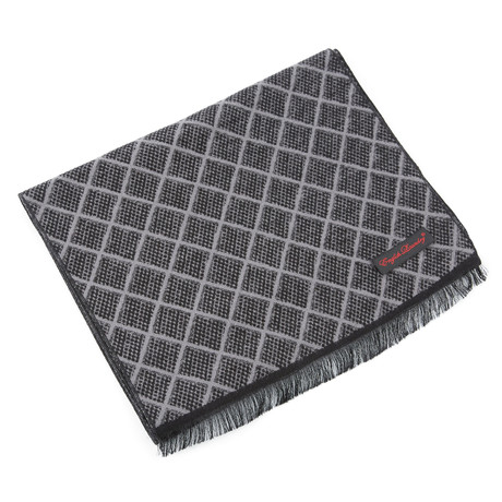Brushed Silk Diamonds Scarf // Black