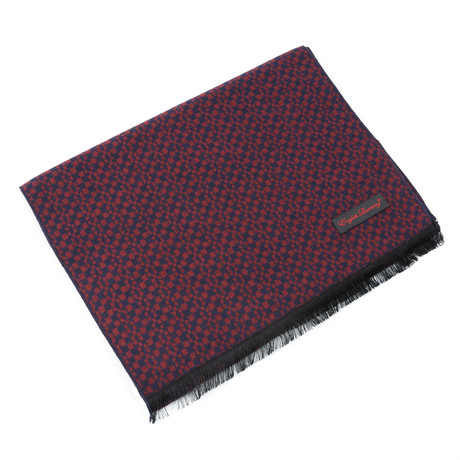 Brushed Silk Check Scarf // Navy + Red