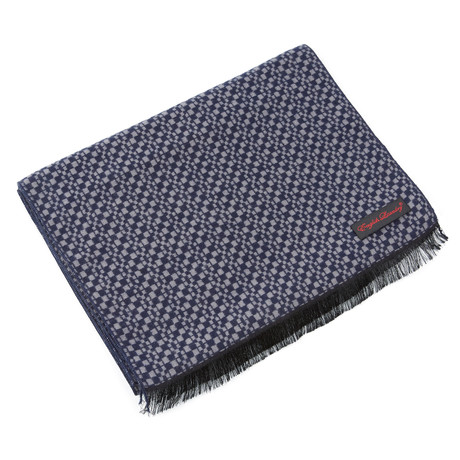 Brushed Silk Check Scarf // Navy