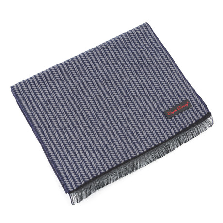 Brushed Silk Zig-Zag Scarf // Navy