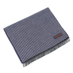 Brushed Silk Zig-Zag Scarf // Navy