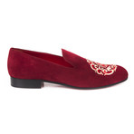 Suede Dragon Embroidered Slip-On // Bordeaux (Euro: 39)