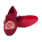 Suede Dragon Embroidered Slip-On // Bordeaux (Euro: 39)