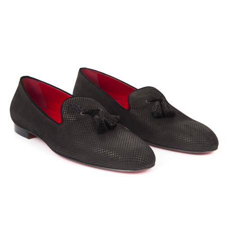 Calfskin Leather Tassel Slip-On // Black Check (Euro: 39)