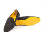 Suede Wolf Crest Embroidered Slip-On // Anthracite (Euro: 39)