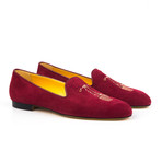 Suede Tassel Embroidered Slip-On // Ruby (Euro: 39)