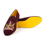 Suede Deer Crest Embroidered Slip-On // Bordeaux (Euro: 39)