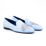 Suede Native American Embroidered Slip-On // Pale Blue (Euro: 40)