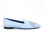 Suede Native American Embroidered Slip-On // Pale Blue (Euro: 40)