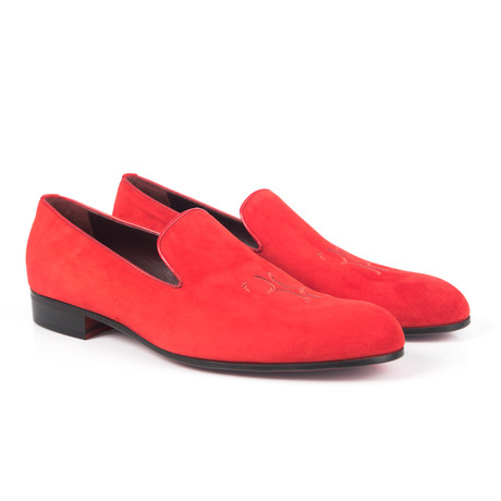 Suede Logo Embroidered Slip-On II // Red (Euro: 39)