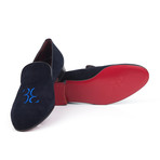 Suede Logo Embroidered Slip-On II // Blue (Euro: 40)