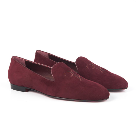 Suede Logo Embroidered Slip-On // Bordeaux (Euro: 39)