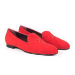 Suede Logo Embroidered Slip-On // Red (Euro: 39)